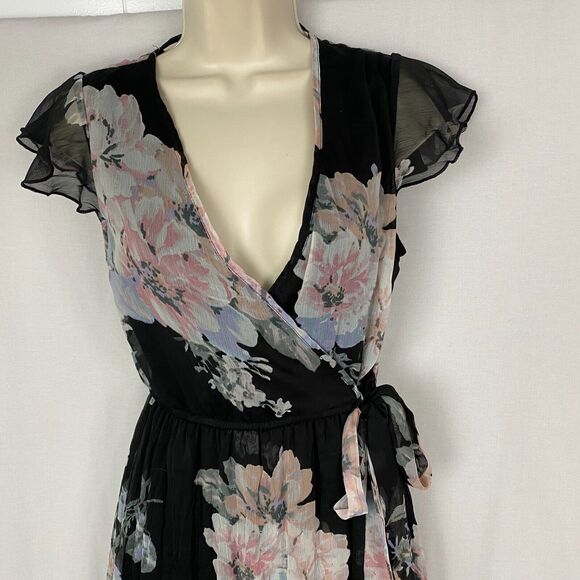 Band of Gypsies Maxi Dress Women Small Black Floral Sheer Cottagecore Moissanite - Picture 3 of 15